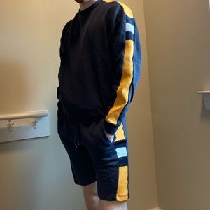 Asos navy and yellow two piece set